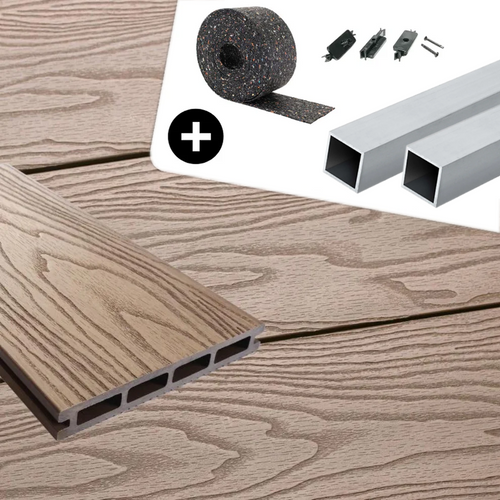 WPC-Komplettset Teak Holzoptik Basic Hohldiele