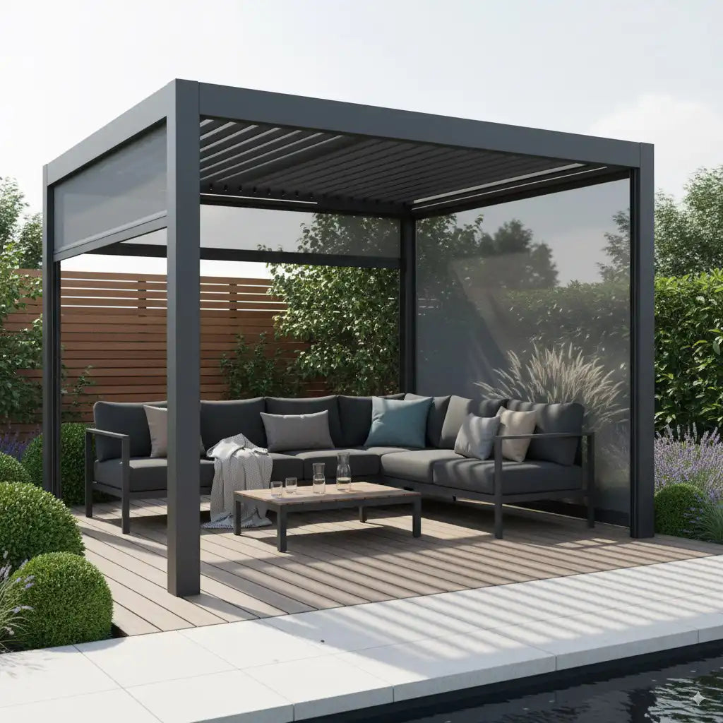 SkyShade Pro Aluminium-Pergola mit LED & App-Steuerung – Anthrazit