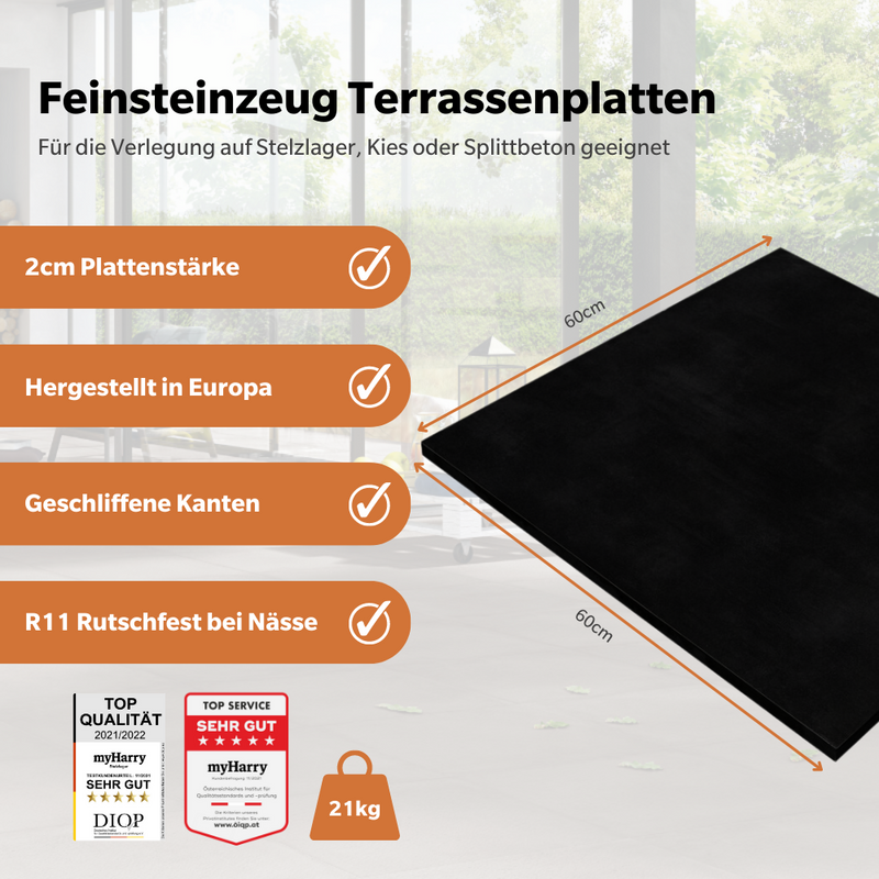 Komplettpaket Terrassenplatte Natural 60x60x2cm