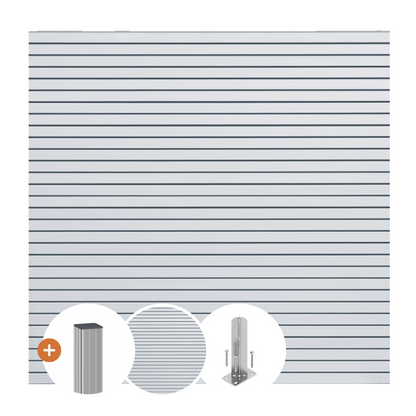 ALU-ROM Sichtschutzzaun Stecksystem Silber / Silber Komplettset