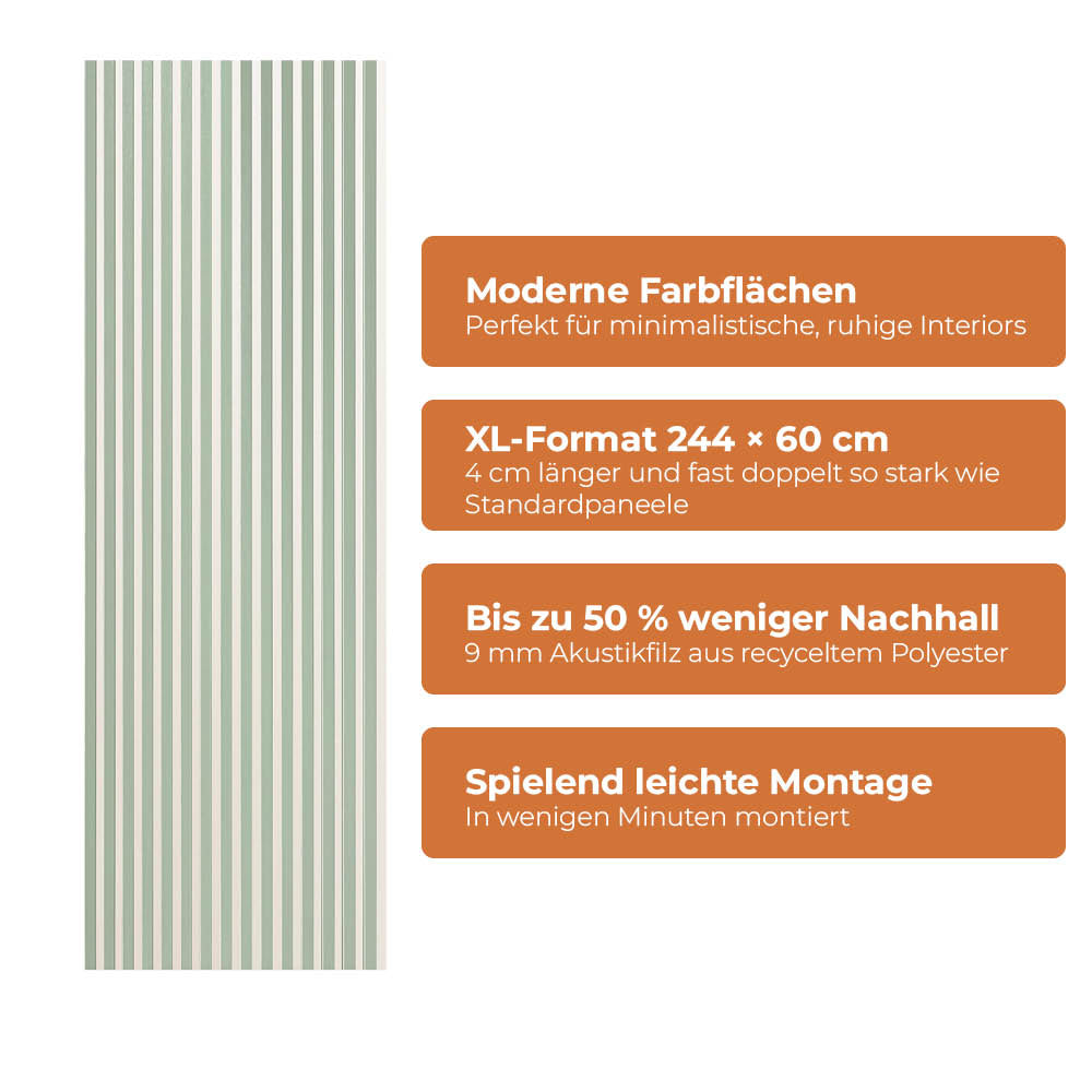 Akustikpaneel Premium Salbei – Filz Beige 244 × 60 cm