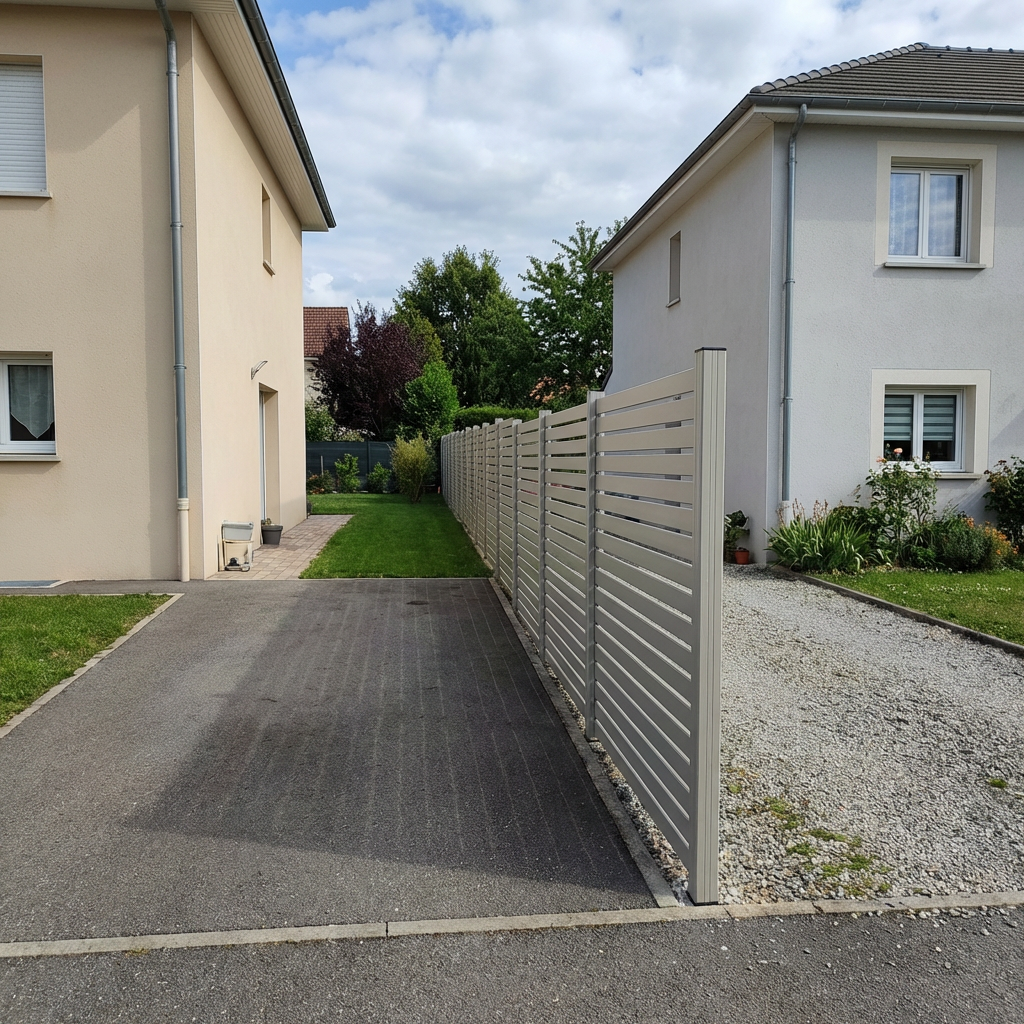 Aluminium Sichtschutzzaun MARIO Breit Seidengrau