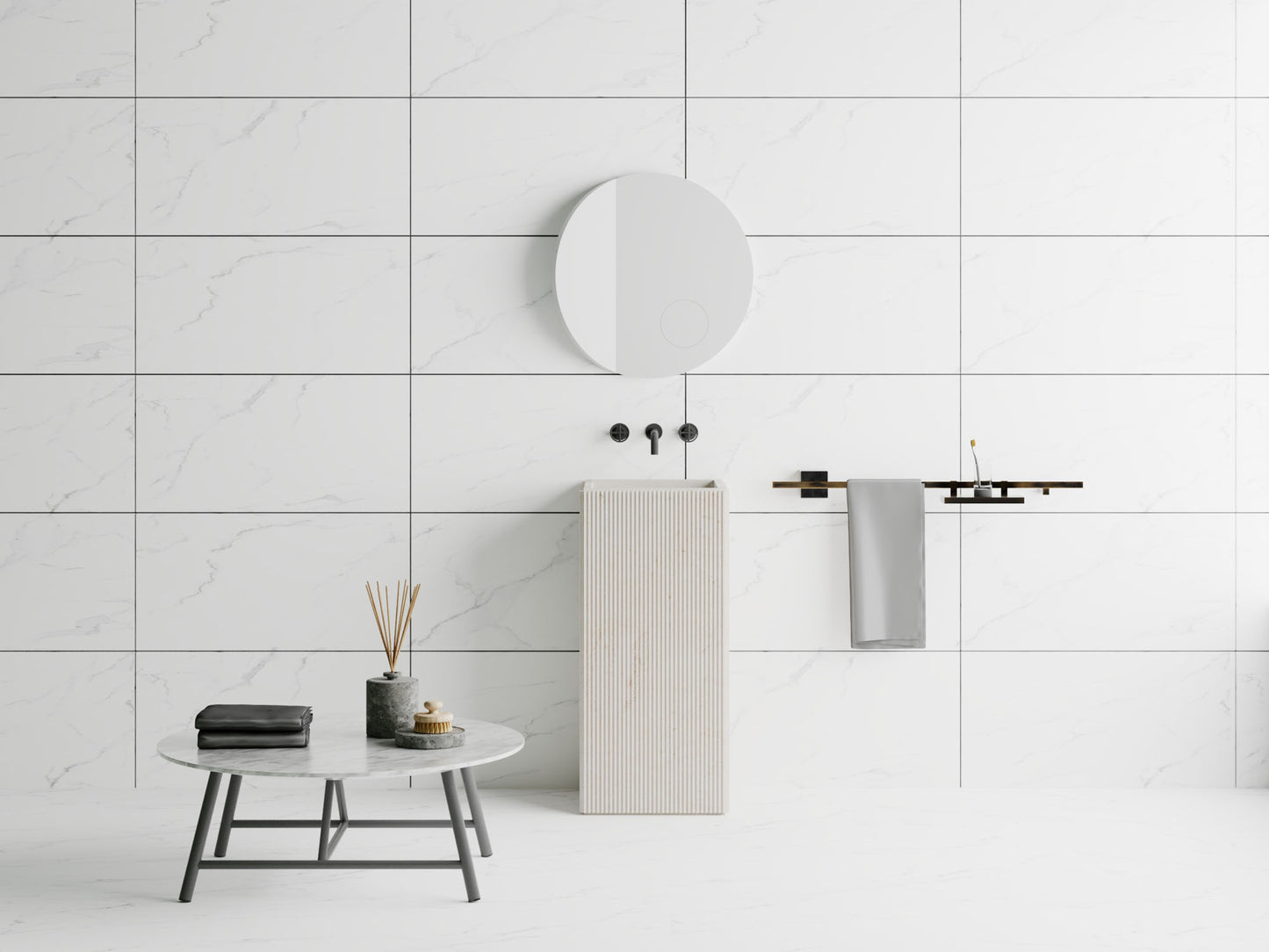 SPC-Wandverkleidung Marmor Weiß 800x400mm