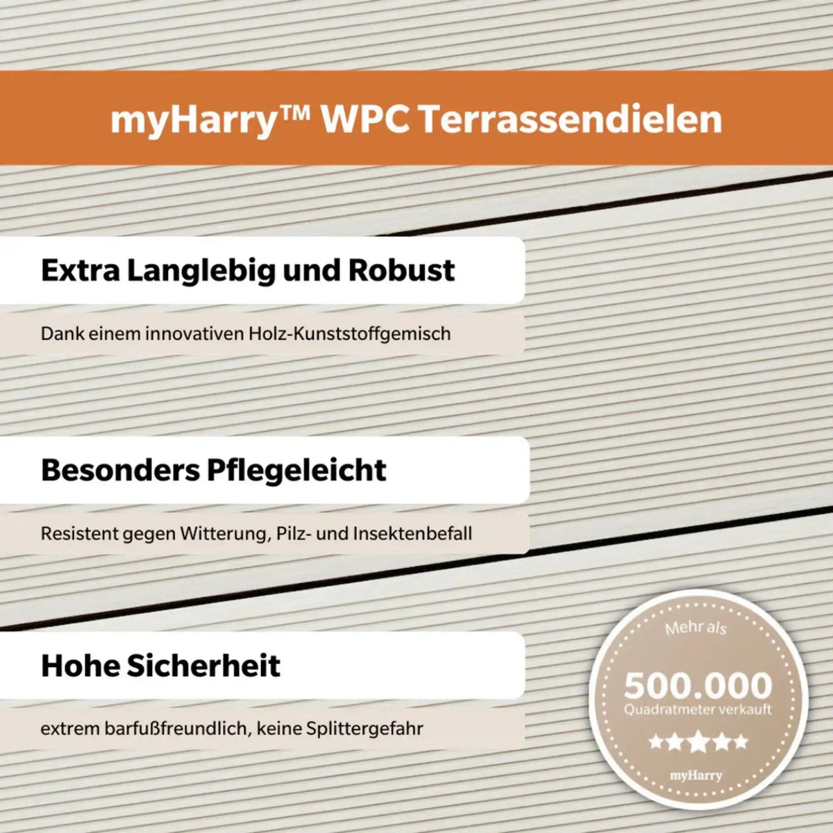WPC Terrassendiele Massiv ECO Champagner