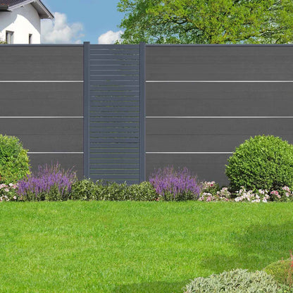 WPC Zaun Komplettset Stecksystem Anthrazit / Anthrazit