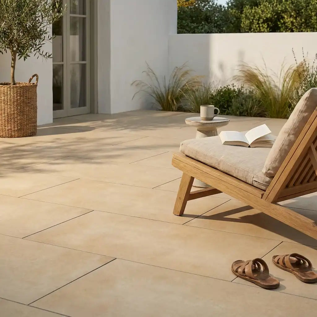 Komplettpaket Terrassenplatte Grande Cream 120x60x2cm