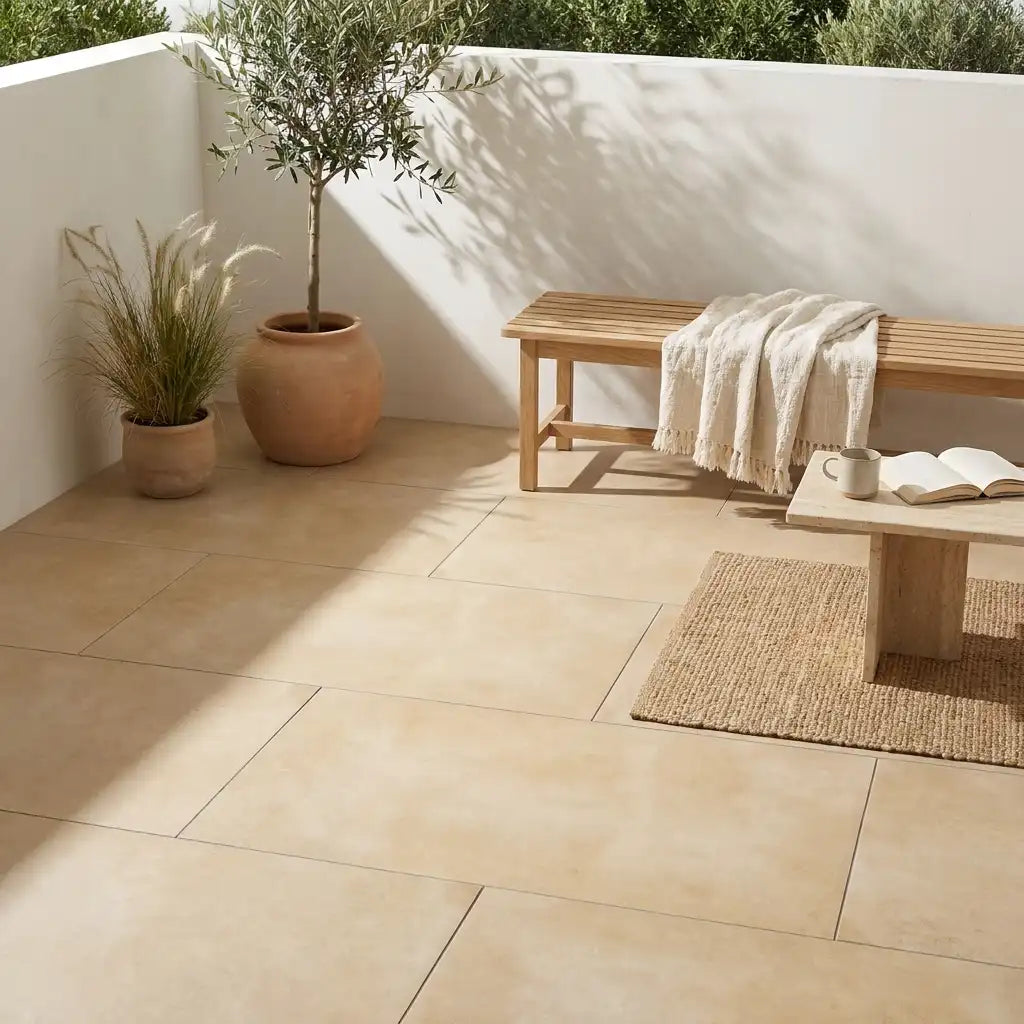 Komplettpaket Terrassenplatte Grande Cream 120x60x2cm