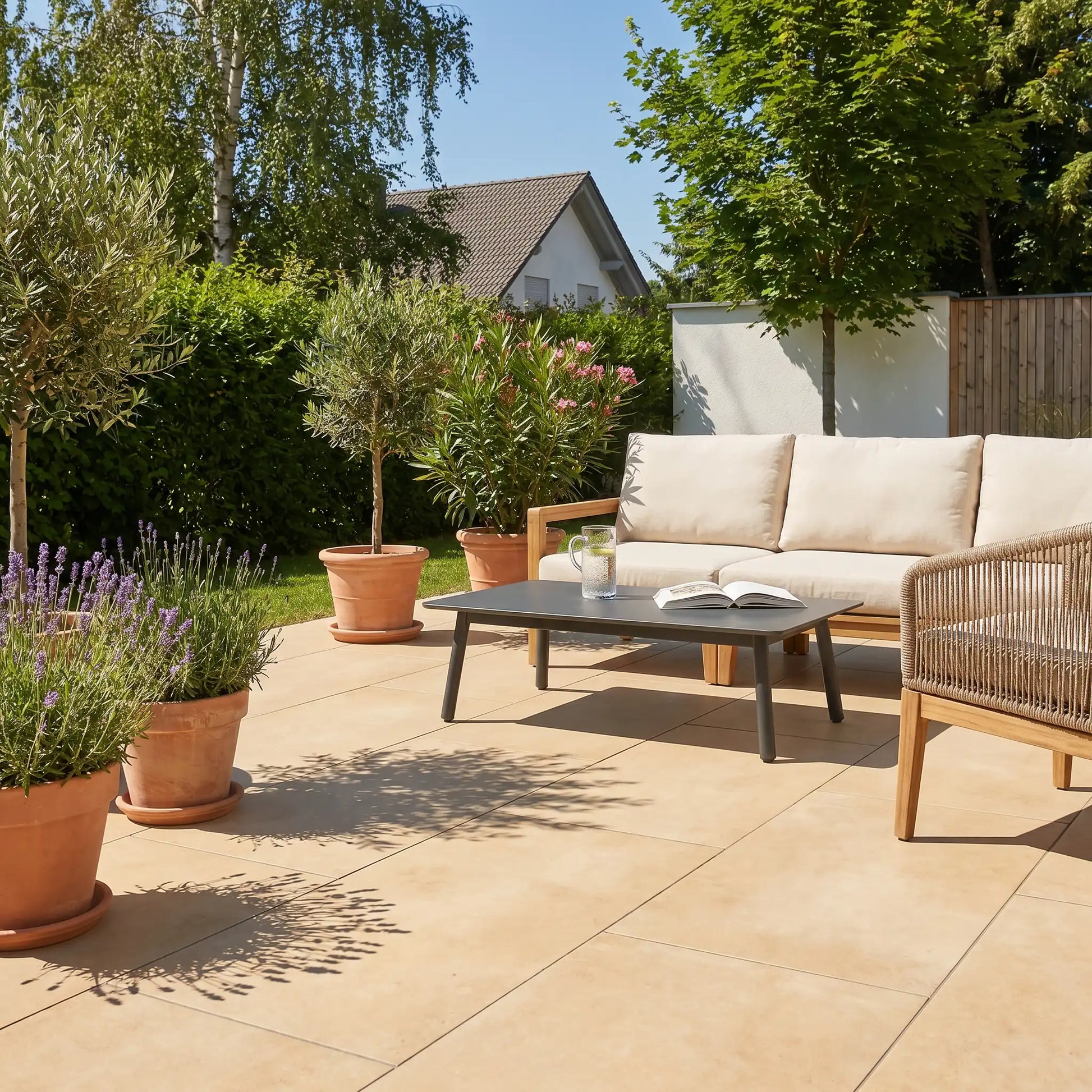 Komplettpaket Terrassenplatte Grande Cream 120x60x2cm