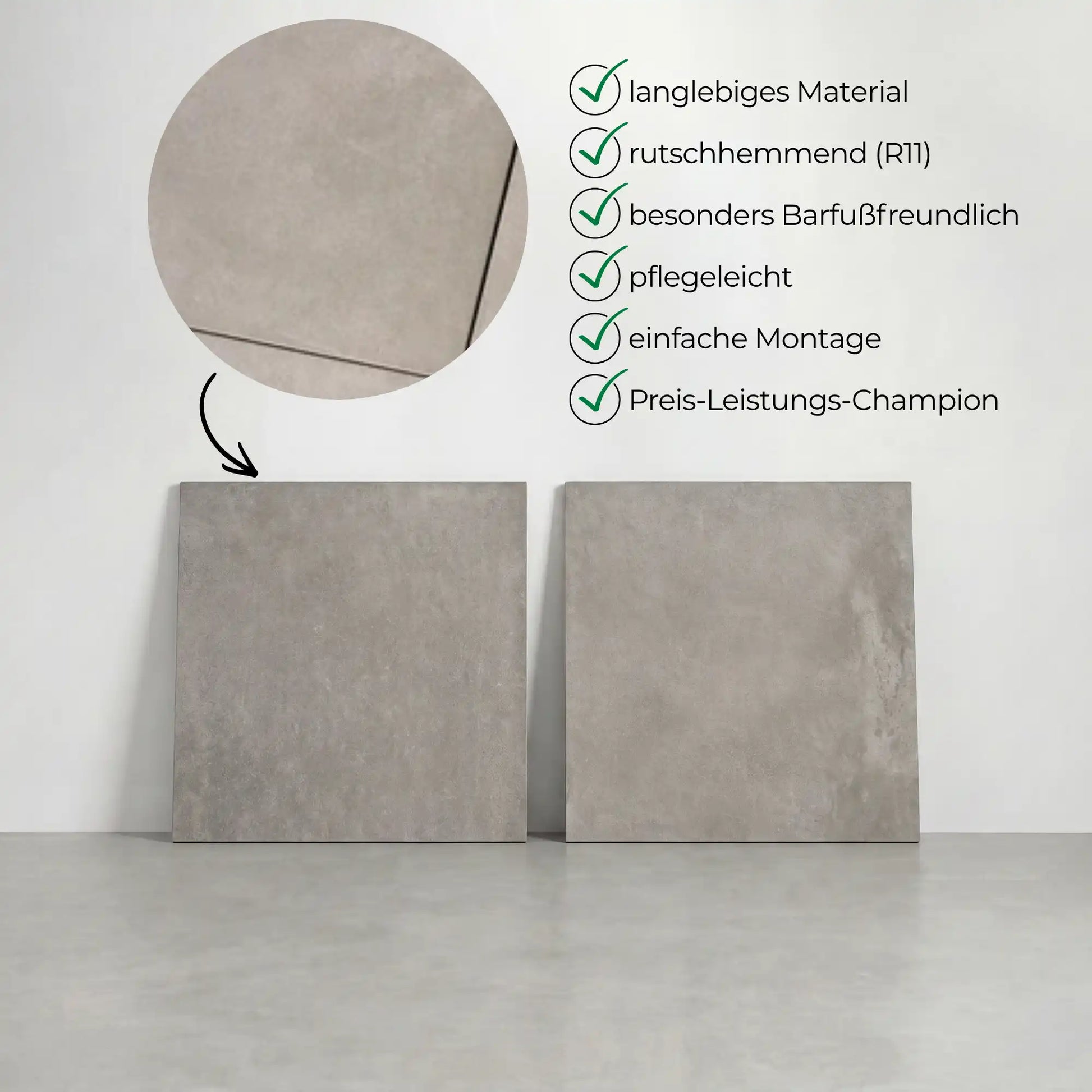 Extra starke Terrassenplatte Grey – 60×60×3 cm | Befahrbar & Hochbelastbar