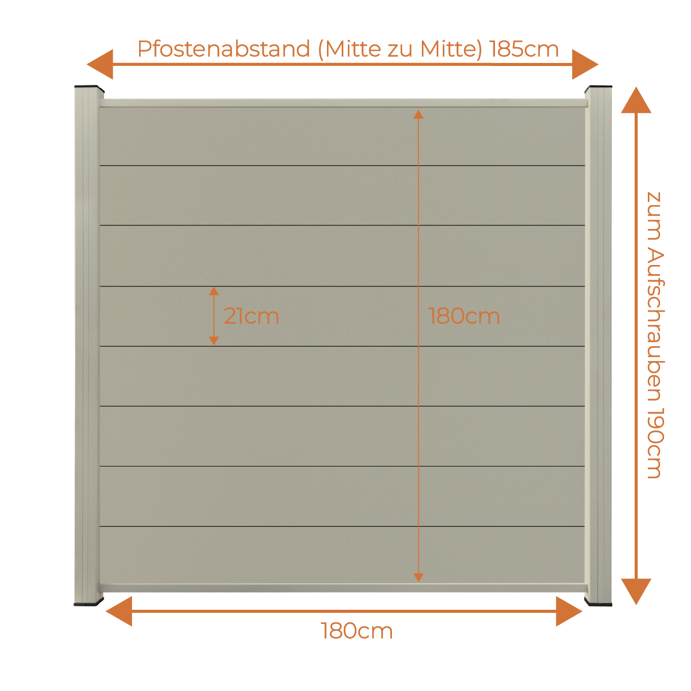 Aluminium Sichtschutzzaun MARIO Seidengrau