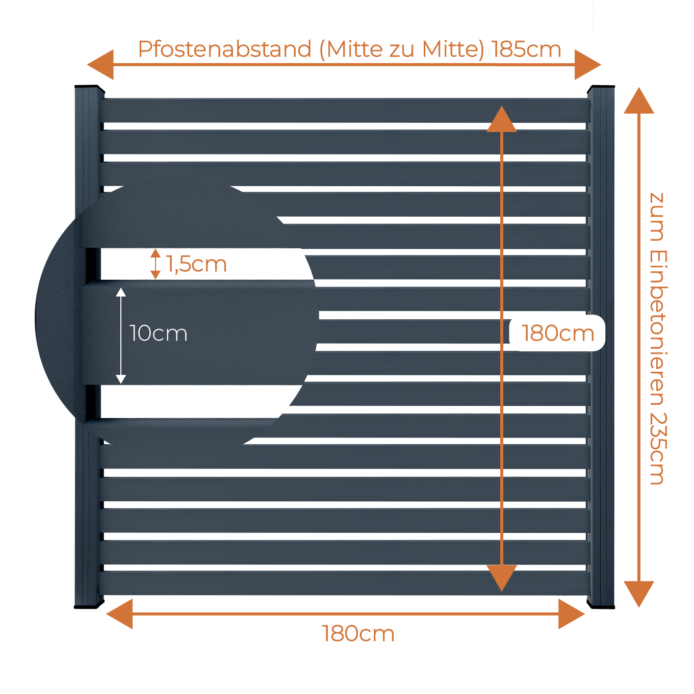 Aluminium Sichtschutzzaun MARIO Breit Anthrazit
