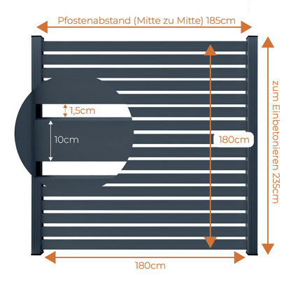 Aluminium Sichtschutzzaun MARIO Breit Anthrazit