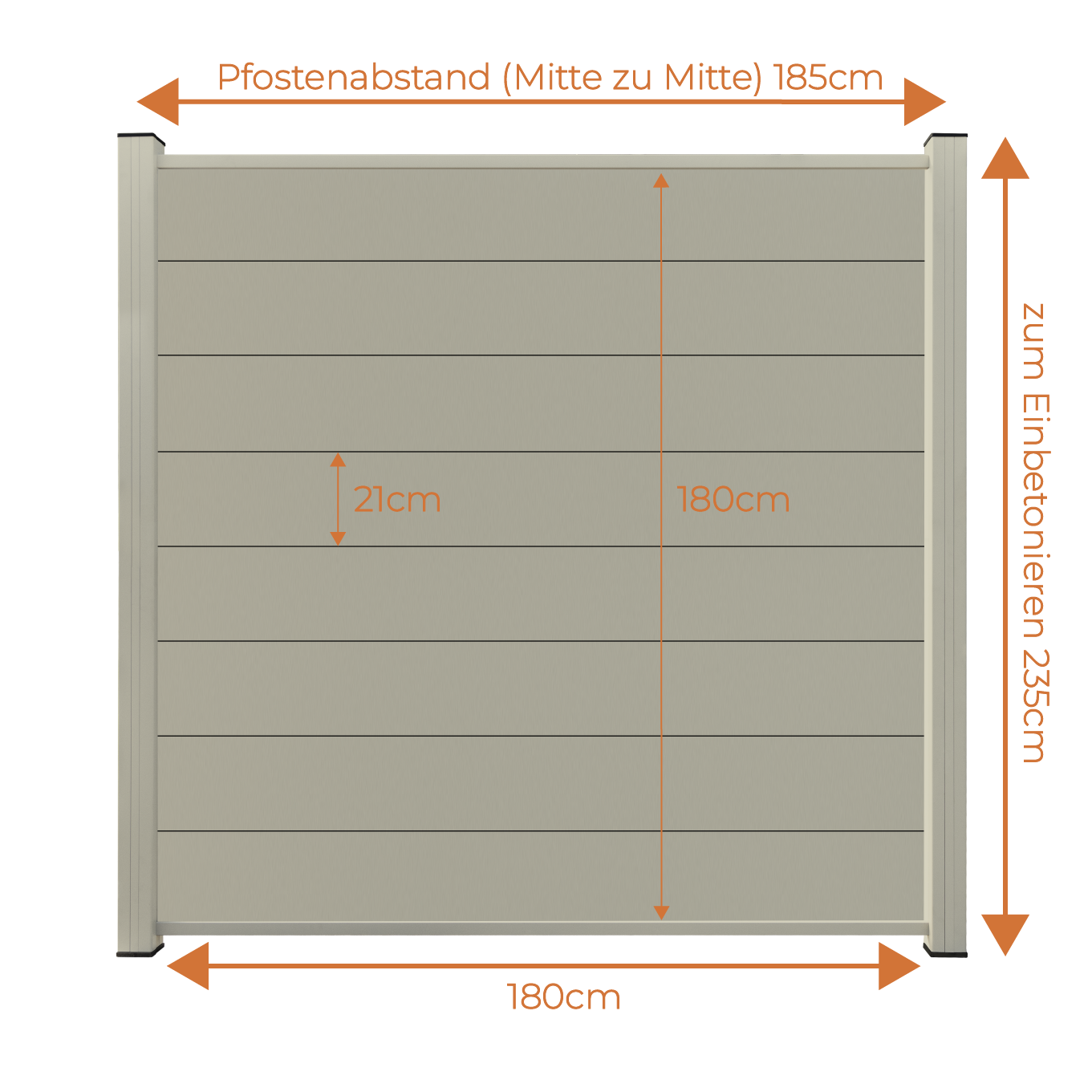Aluminium Sichtschutzzaun MARIO Seidengrau