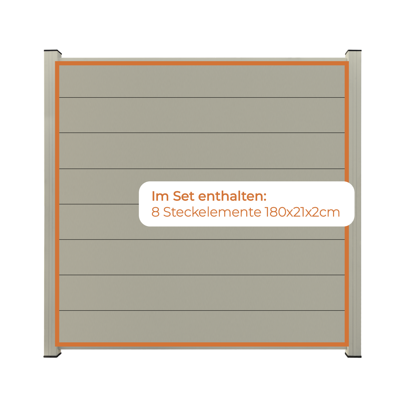 Aluminium Sichtschutzzaun MARIO Seidengrau