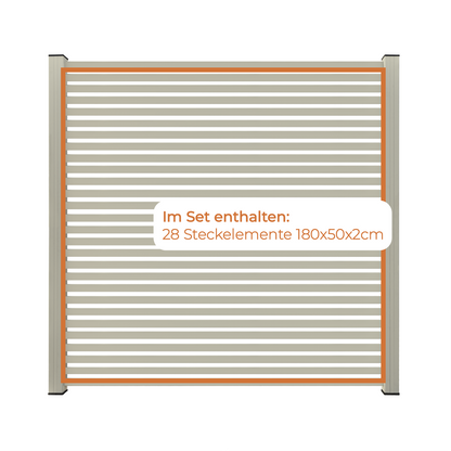 Aluminium Sichtschutzzaun MARIO Schmal Seidengrau