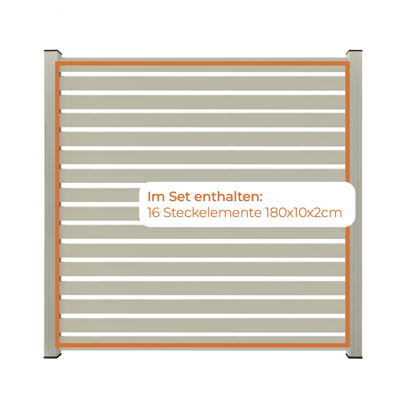 Aluminium Sichtschutzzaun MARIO Breit Seidengrau
