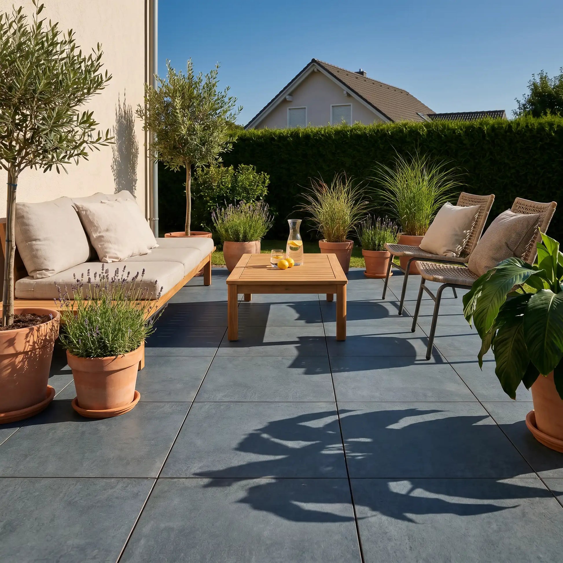 Komplettpaket Terrassenplatte Nero 60x60x2cm