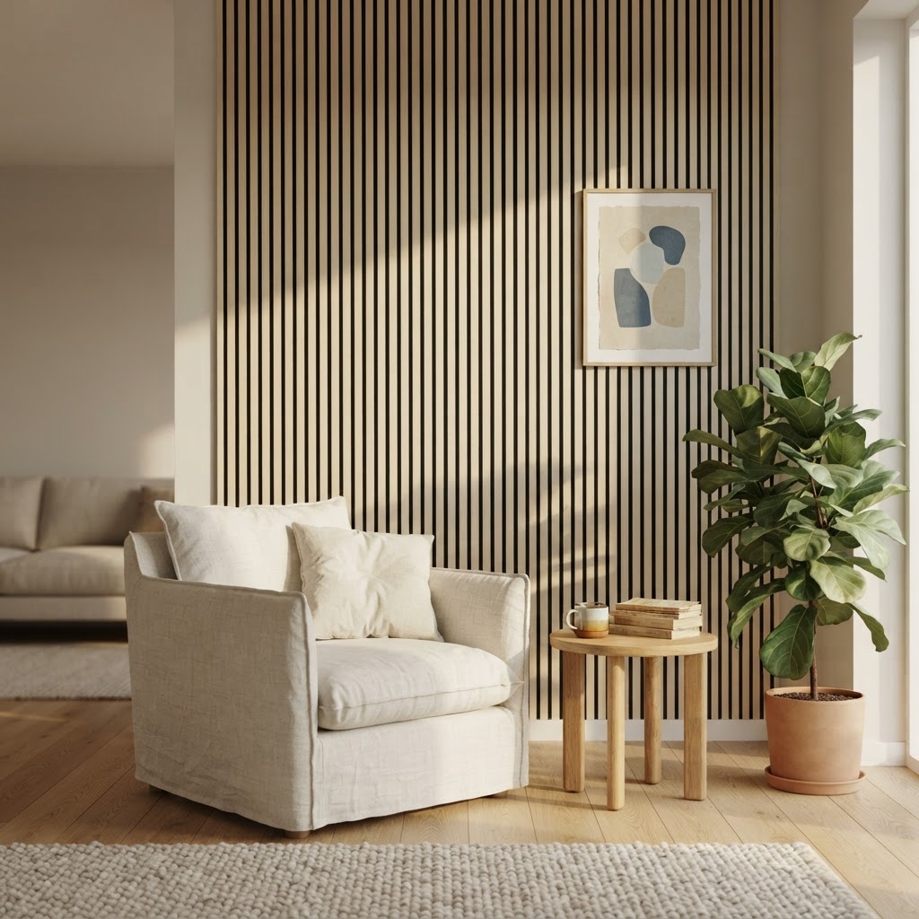 Akustikpaneel Premium Sand – Filz Schwarz 244 × 60 cm