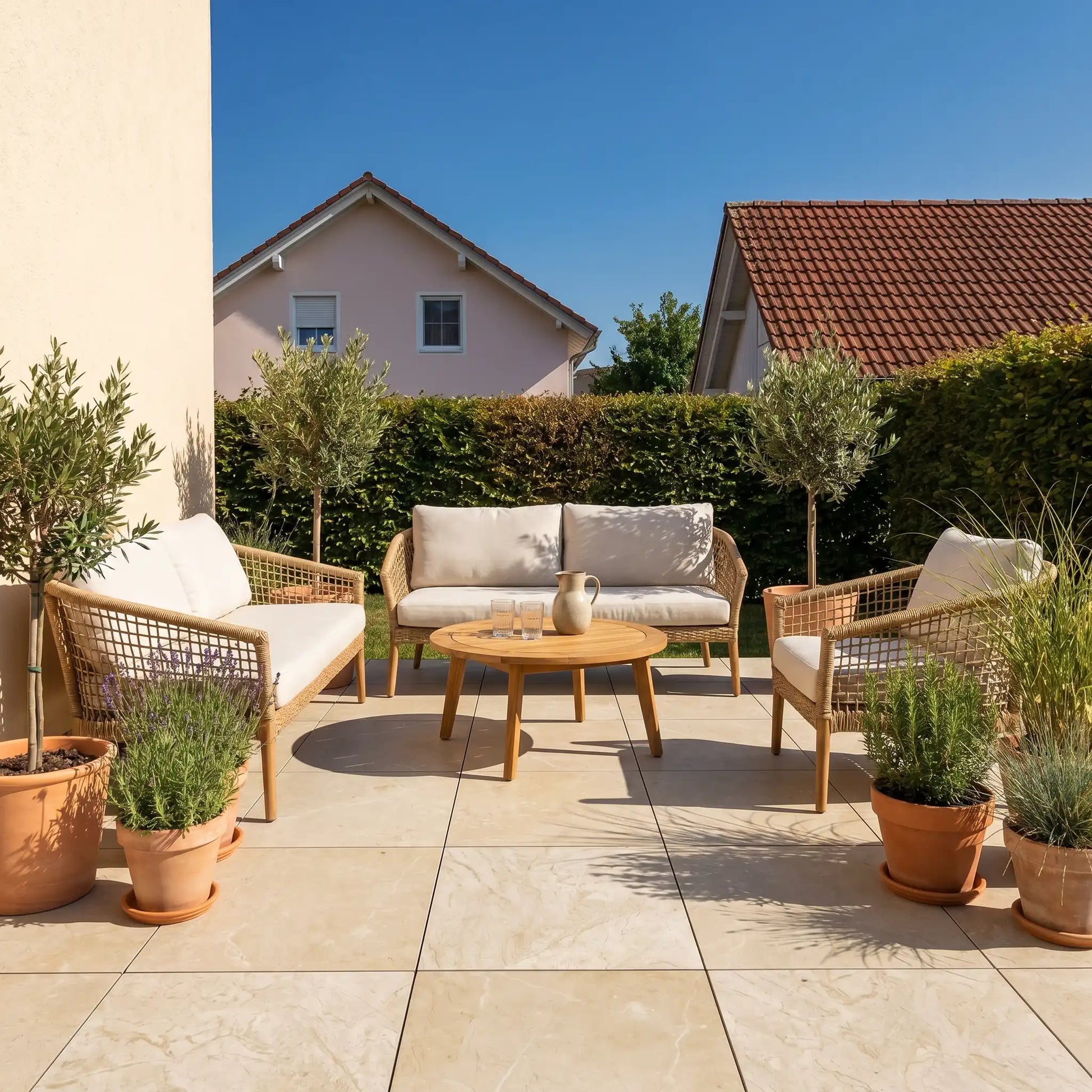 Komplettpaket Terrassenplatte Sand 60x60x2cm