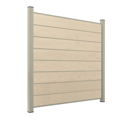 WPC Sichtschutzzaun ENZO Elfenbein - Design Seidengrau