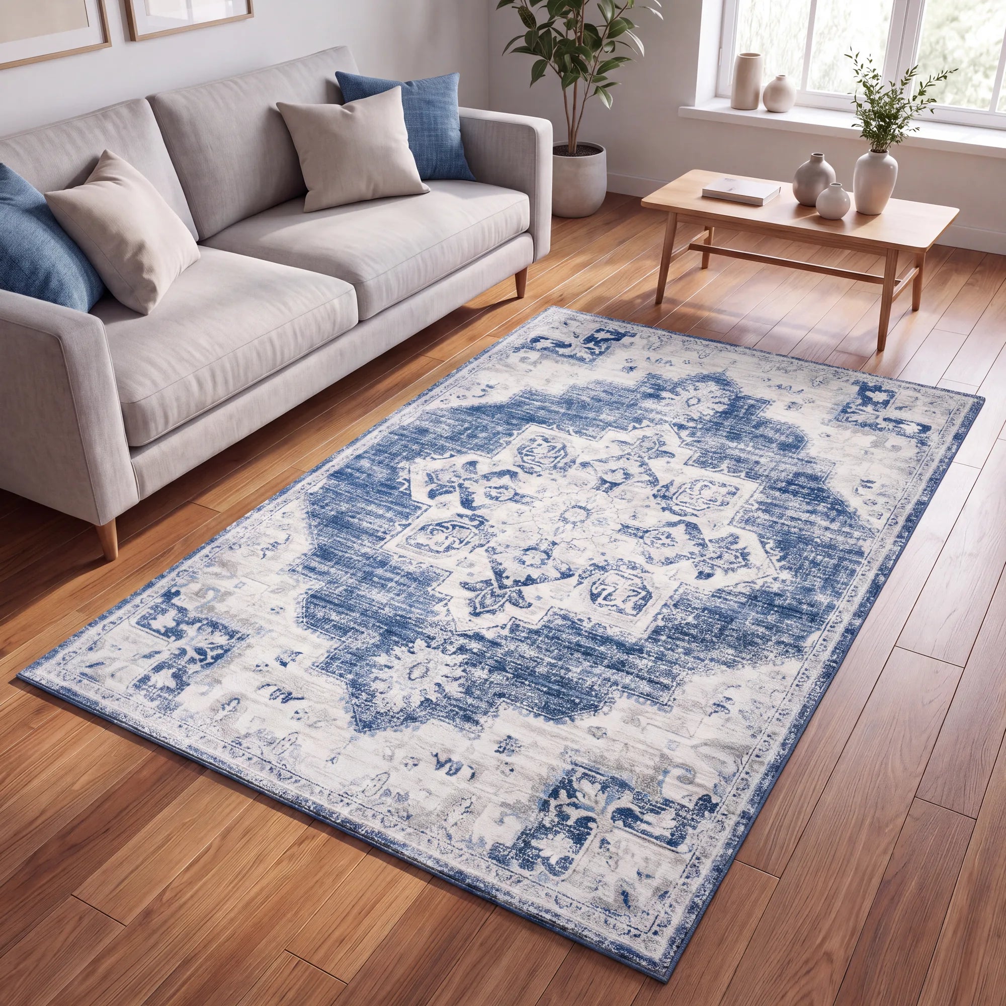 In- & Outdoor-Teppich Vintage Indigo waschbar