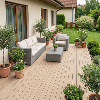 WPC Terrassendiele Massiv ECO Creme
