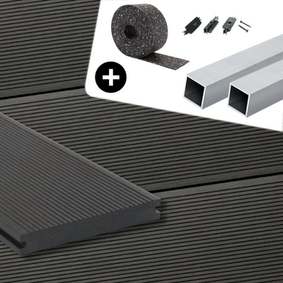 WPC-Komplettset Anthrazit ECO Massivdiele
