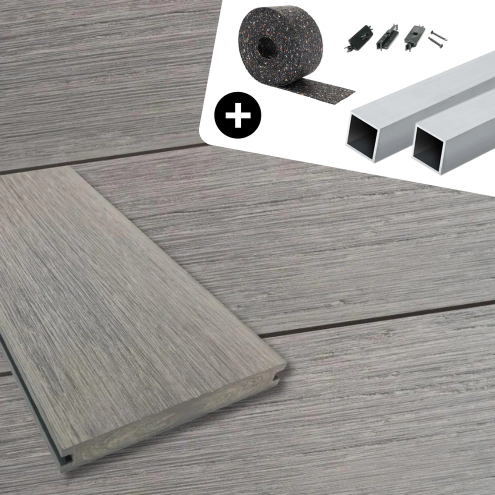 WPC-Komplettset Basalt Antik Massivdiele