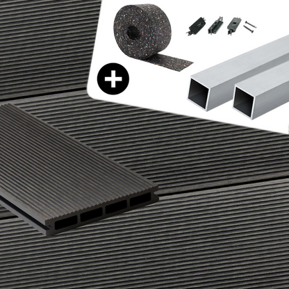 WPC-Komplettset Schiefer Geriffelt Basic Hohldiele