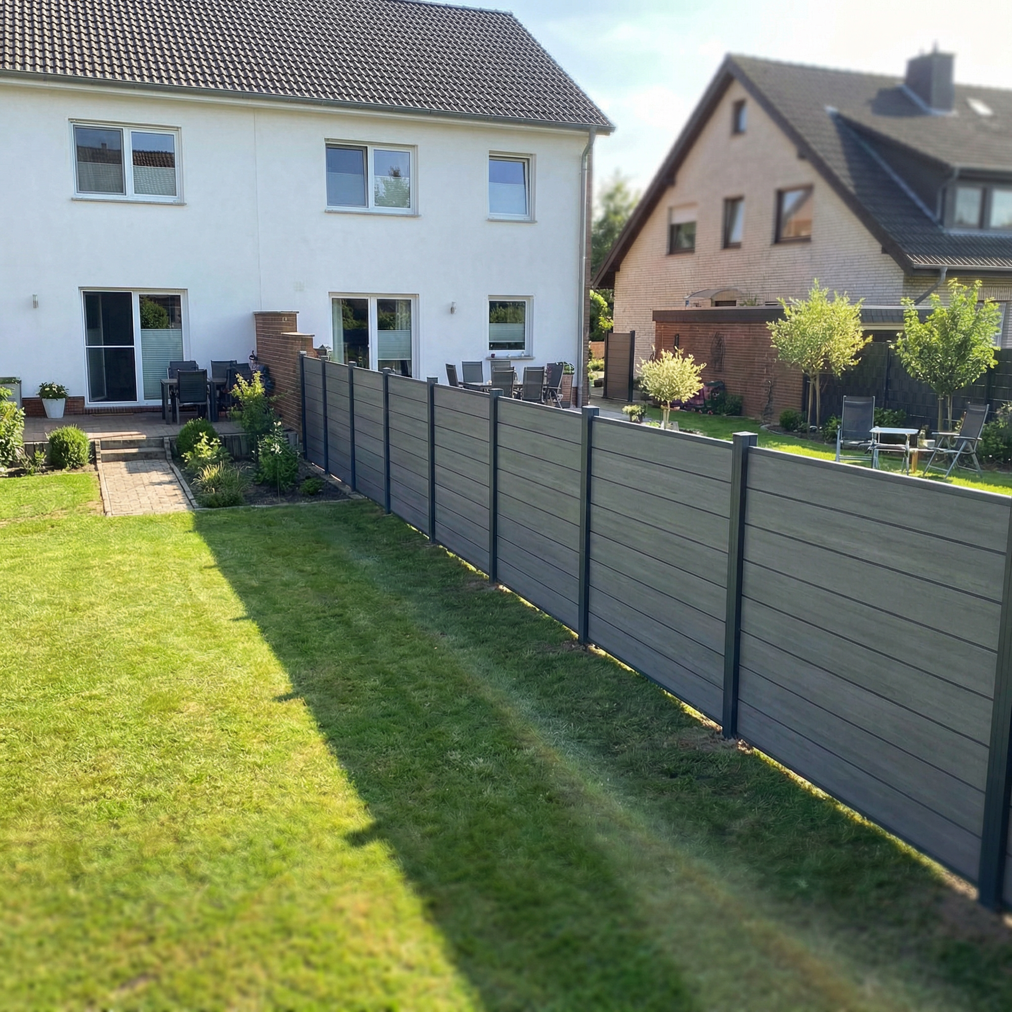WPC Sichtschutzzaun ENZO Basalt - Design Anthrazit