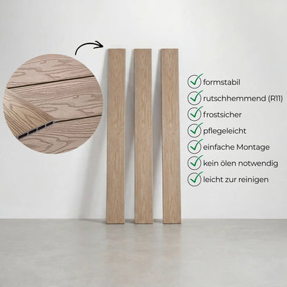 WPC-Komplettset Teak Holzoptik Basic Hohldiele