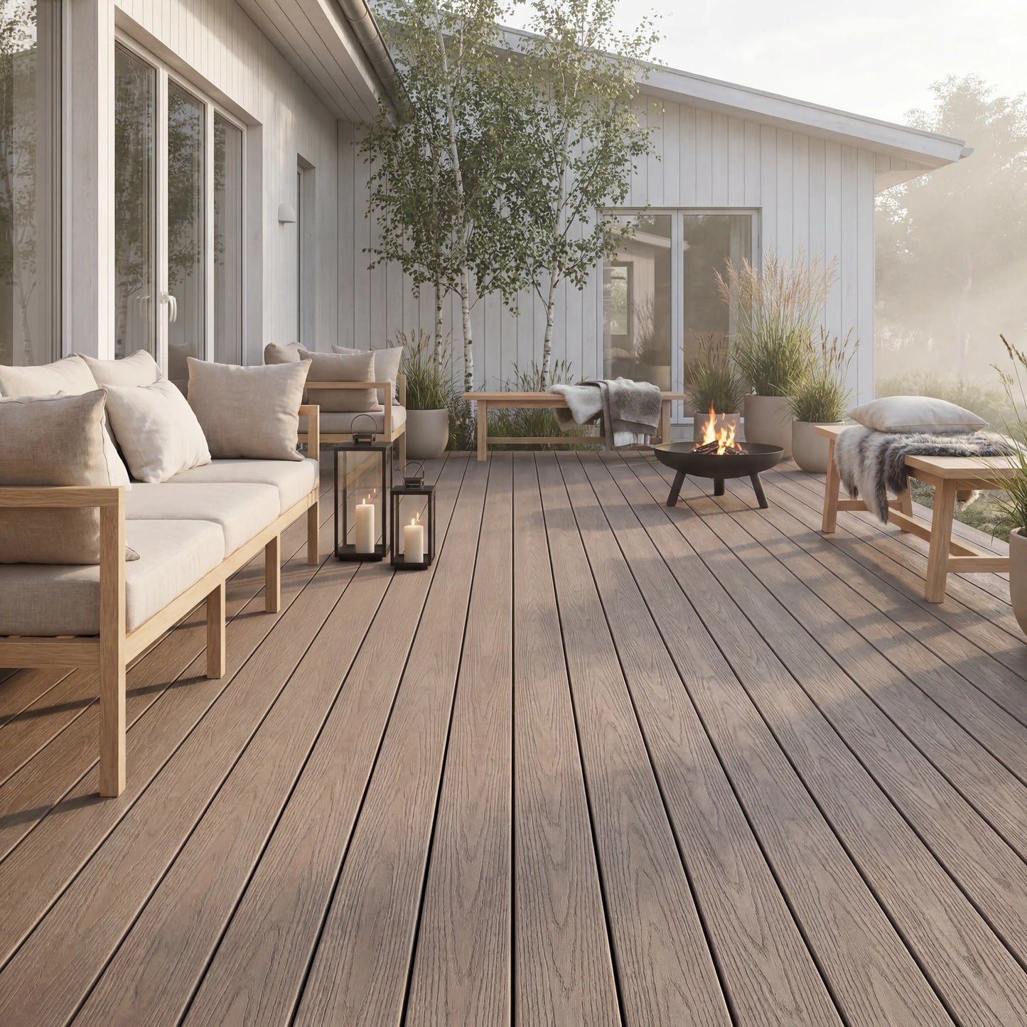 WPC-Komplettset Teak Holzoptik Basic Hohldiele