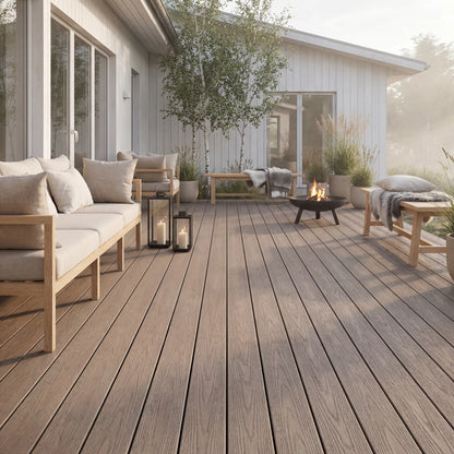 WPC-Komplettset Teak Holzoptik Basic Hohldiele