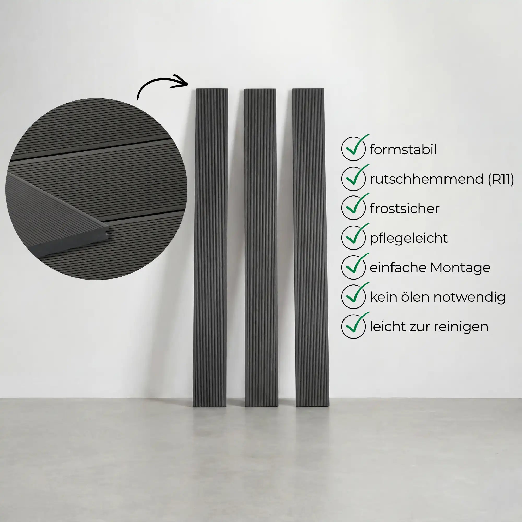 WPC-Komplettset Anthrazit ECO Massivdiele