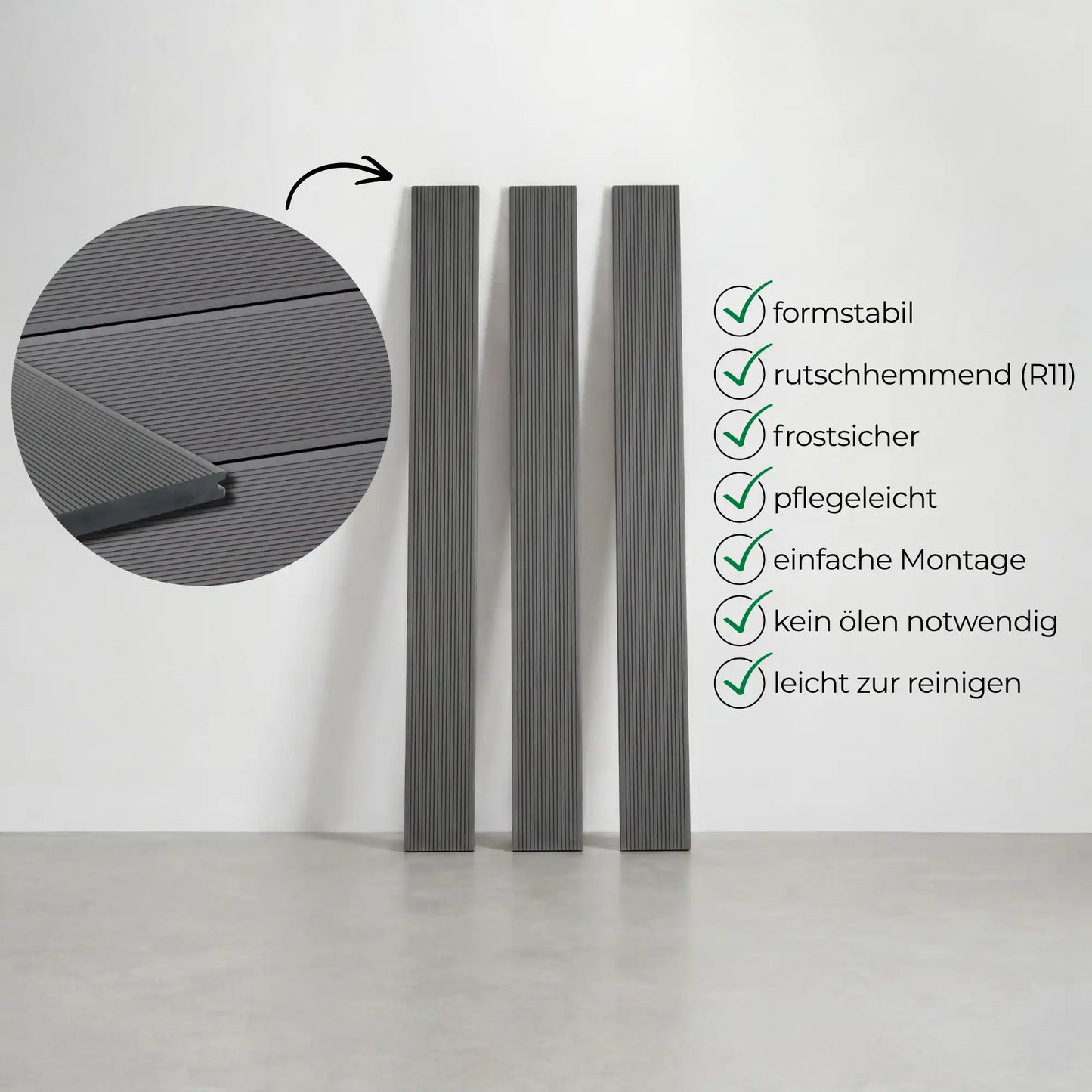 WPC-Komplettset Granit ECO Massivdiele