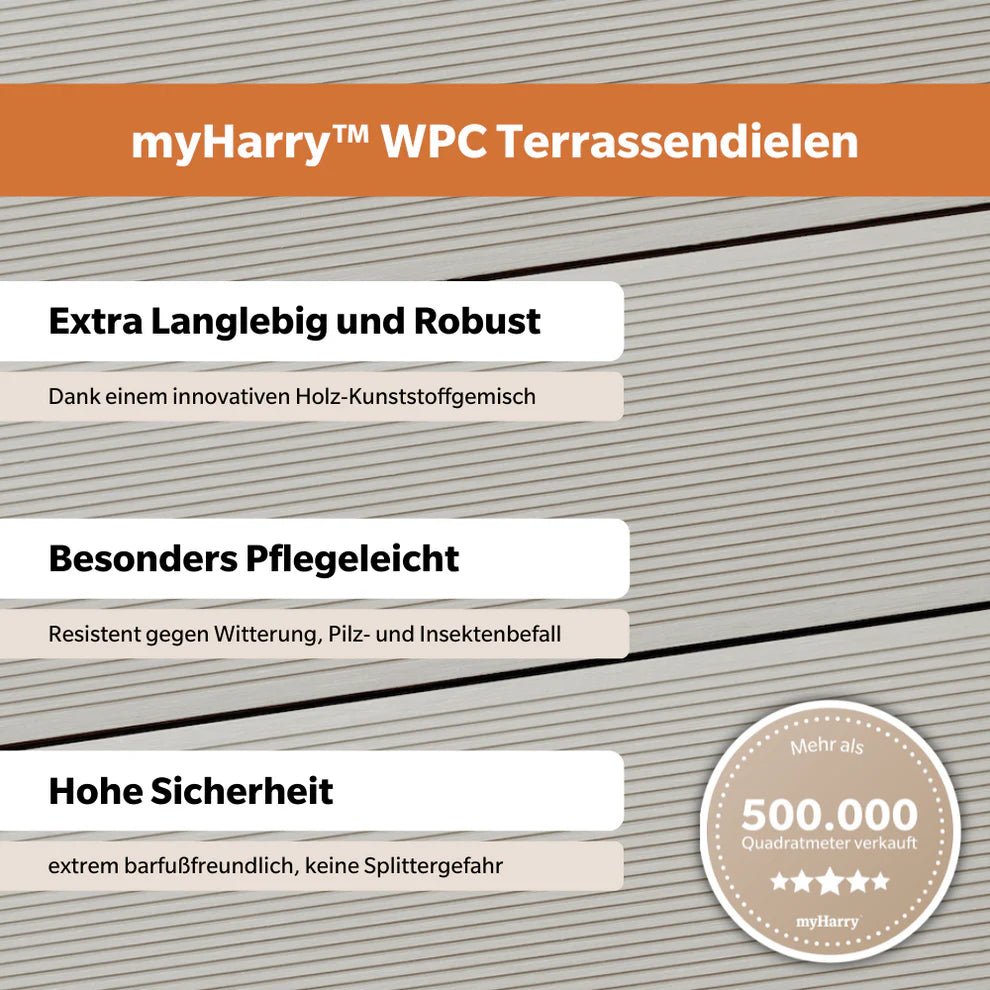 WPC Terrassendiele Massiv ECO Creme