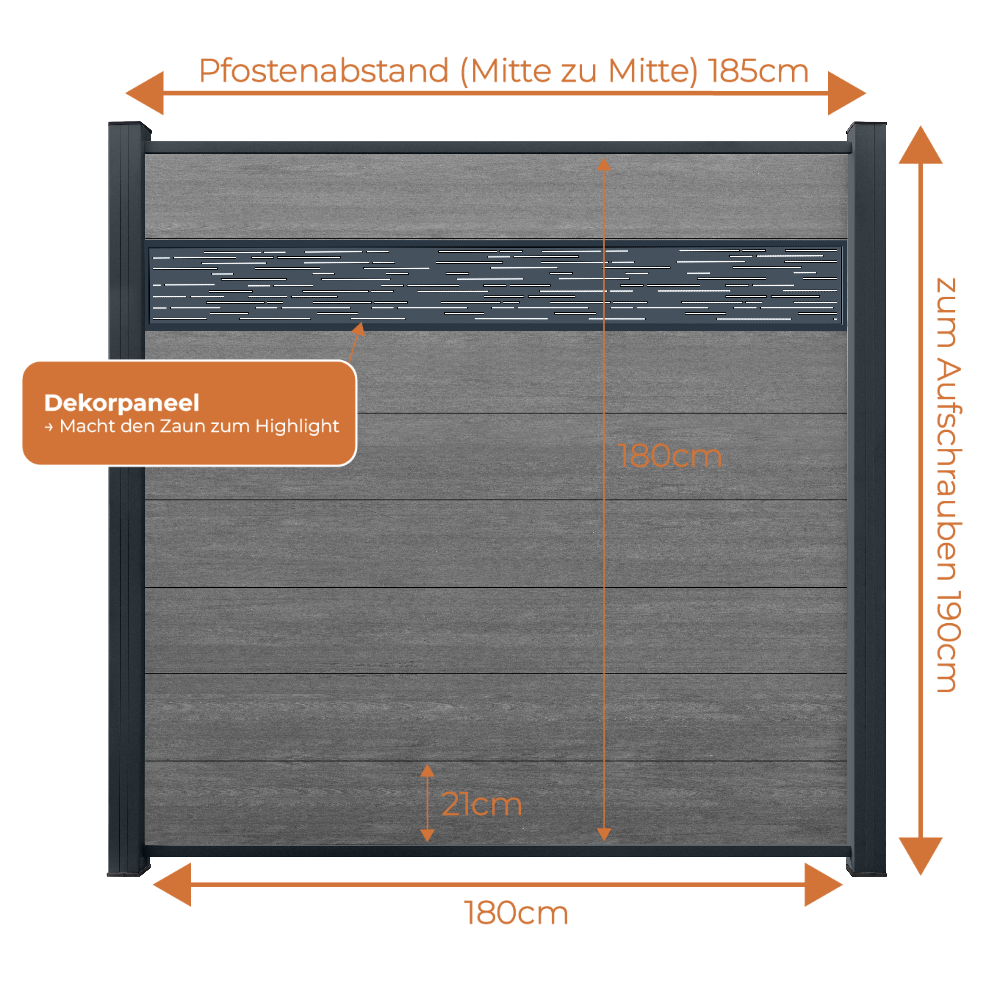 WPC Sichtschutzzaun ENZO Basalt - Style Anthrazit
