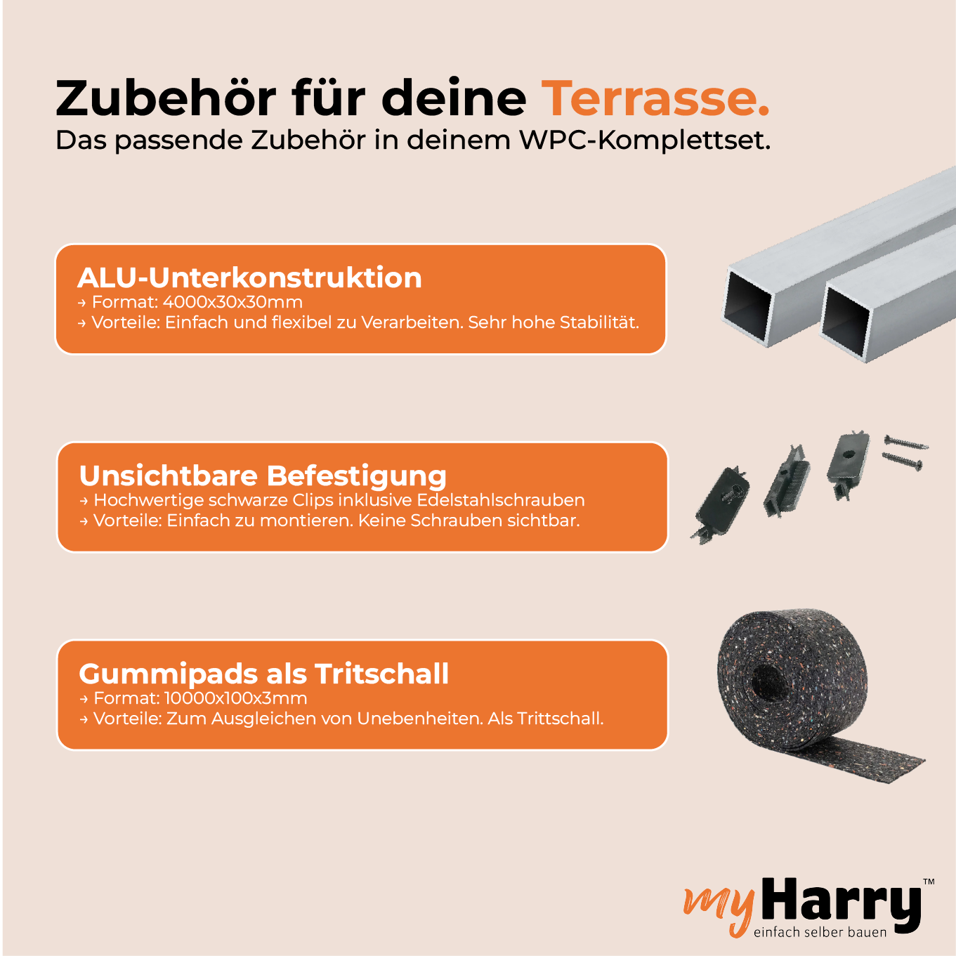 WPC-Komplettset Teak Holzoptik Basic Hohldiele