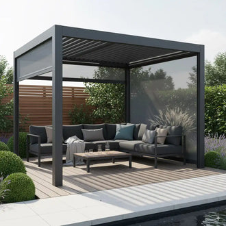 SkyShade Pro Aluminium-Pergola mit LED & App-Steuerung – Anthrazit