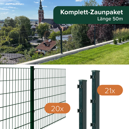 Doppelstabmattenzaun Komplettset Moosgrün 6/5/6