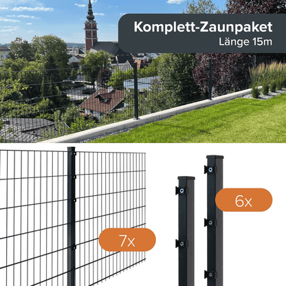 Doppelstabmattenzaun Komplettset Anthrazit 8/6/8