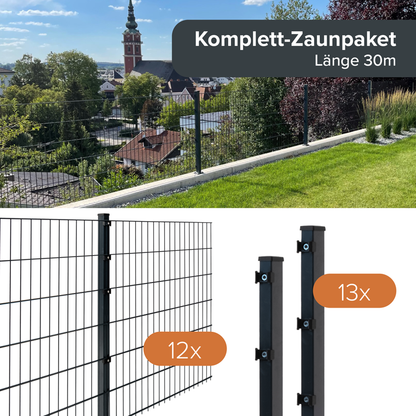 Doppelstabmattenzaun Komplettset Anthrazit 8/6/8