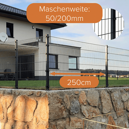 Doppelstabmattenzaun Komplettset Moosgrün 8/6/8