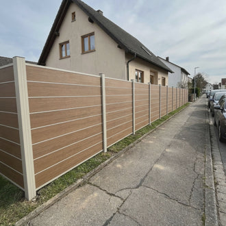 WPC Sichtschutzzaun ENZO Muskat - Design Seidengrau
