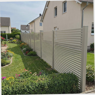 Aluminium Sichtschutzzaun MARIO Schmal Seidengrau