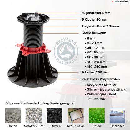 Palettenware Stelzlager 150-260mm für Terrassenplatten