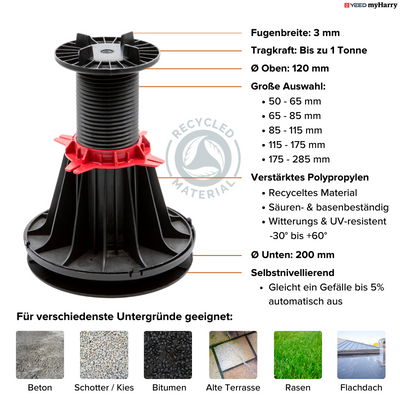 Stelzlager selbstnivellierend 115-175mm für Terrassenplatten YEED