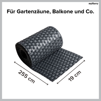 Rattan Sichtschutzstreifen Anthrazit RD03 255cm