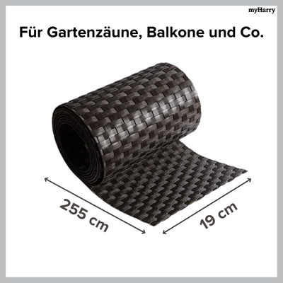 Rattan Sichtschutzstreifen Dunkelbraun RD02 255cm