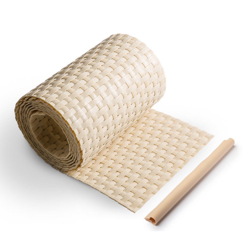 Sichtschutzstreifen Beige RD18 Rattan für Doppelstabmattenzäune 255cm